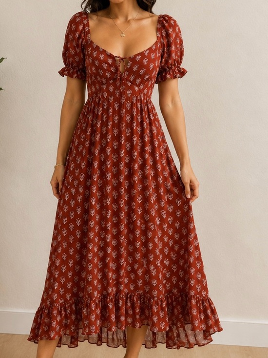 Patrons of Peace Dresses & Skirts - Patrons of Peace Rust Red Floral Maxi Dress
